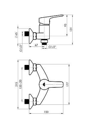 Смеситель UNO-12/K (BK2) (для душа) черный с душ.комплектом 238x286 в Материке - Вариант 2
