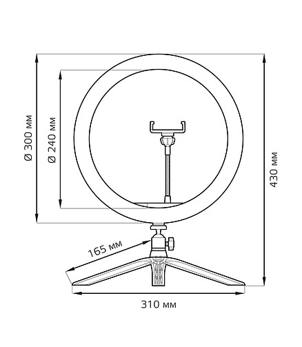 Светильник настол. GAUSS Ring Light RL003 с креп. д/телефона светодиод. 15W 438x503 в Материке - Вариант 4