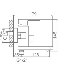 Смеситель L3233B (для ванны, короткий излив) черный