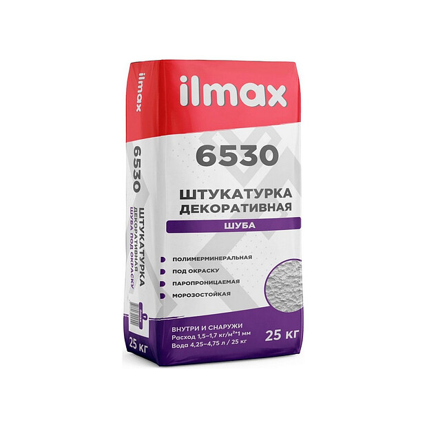 Штукатурка ILMAX 6530 полимерминер. шуба 1мм под окраску 25кг