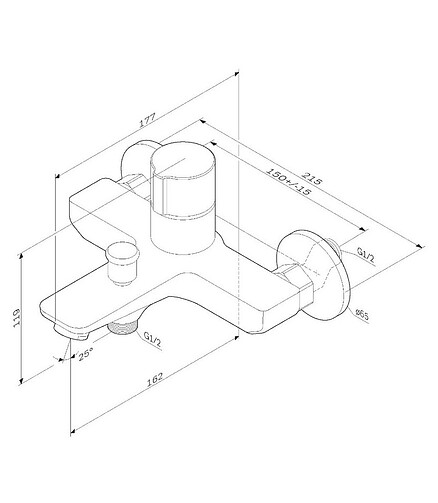 Смеситель X-JOY F85A10522 (для ванны, кор.излив) нажимной, без душ.компл, черный 438x503 в Материке - Вариант 2