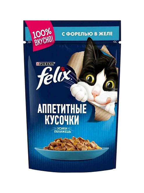 Корм для кошек FELIX форель, кусочки в желе (75г) 495x660 Корм для кошек FELIX форель, кусочки в желе (75г) 495x660 в Материке