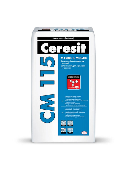 Клей CERESIT CM 115 для мрамора и мозаики, 25кг 495x660 Клей CERESIT CM 115 для мрамора и мозаики, 25кг 495x660 в Материке