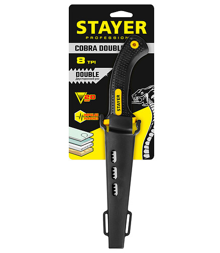 Ножовка по гипсокартону STAYER Cobra Double-8 с чехлом 438x503 в Материке - Вариант 3