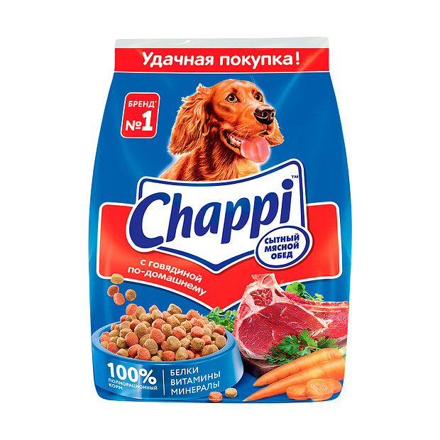 Корм для собак CHAPPI Говядина по-домашнему с овощами травами (600г)