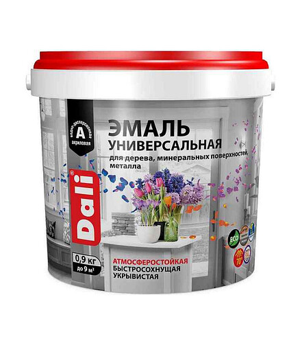 Эмаль Dali универс. RAL9005 полуматовая черная, 0,9кг 438x503 в Материке