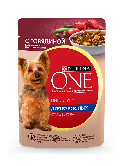 Корм для собак Purina One Мини говяд., картофель, горох, подлива (85г) 495x660 Корм для собак Purina One Мини говяд., картофель, горох, подлива (85г) 495x660 в Материке