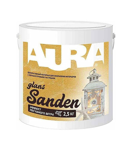 Материал Aura Sanden Glans цвет Silver декоративный лакокрасочный, 2,5кг 438x503 в Материке