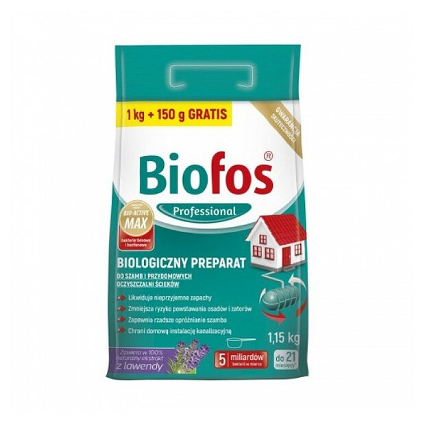 Средство для септиков, очист.станц. Biofos Professional (1кг+150г) пакет