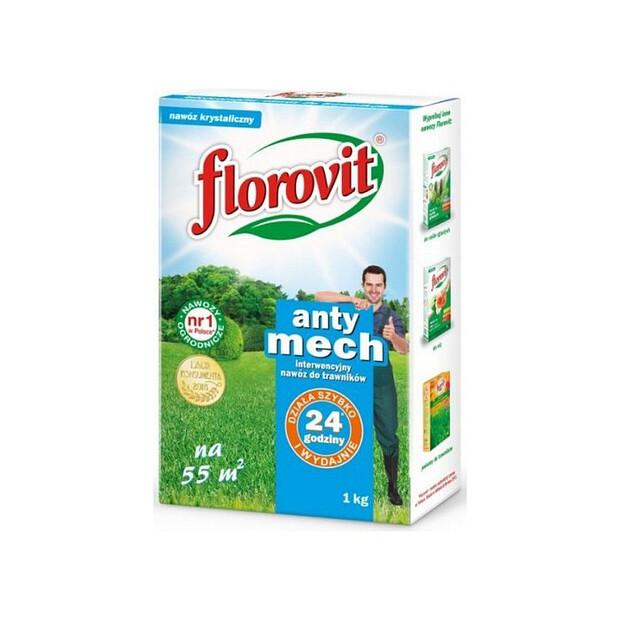 Удобрение для газона FLOROVIT Анти Мох в гранулах (1кг) коробка