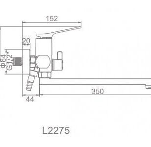 Смеситель L2275 (для ванны, длинный излив) ХРОМ 238x286 в Материке - Вариант 2