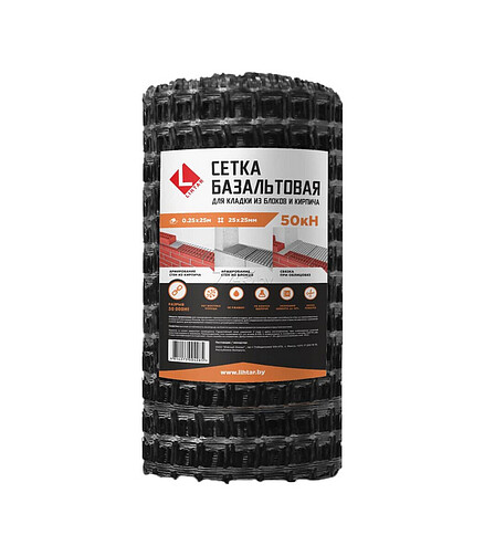 Сетка базальтовая для кладки LIHTAR 50; рулон 0,25х25м; яч.25х25 438x503 в Материке