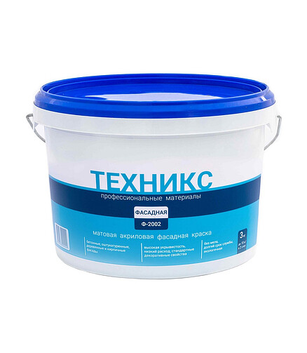 Краска ТЕХНИКС Фасад Ф-2002P серая, 3кг 438x503 в Материке