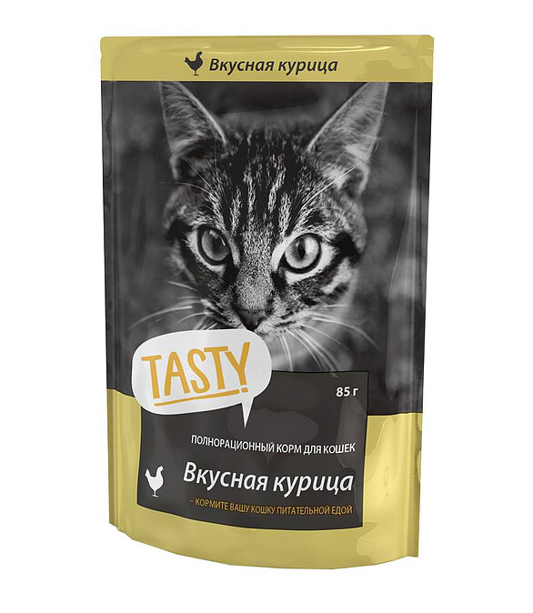 Корм для кошек TASTY курица в желе (85г) 586x674 Корм для кошек TASTY курица в желе (85г) 586x674 в Материке