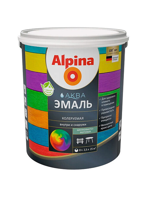 Эмаль ALPINA АКВА колеруемая шелковисто-матовая База3 2,35л 495x660 Эмаль ALPINA АКВА колеруемая шелковисто-матовая База3 2,35л 495x660 в Материке
