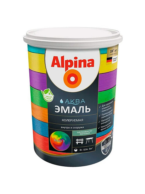 Эмаль ALPINA АКВА колеруемая шелковисто-матовая База3 0,85л 495x660 Эмаль ALPINA АКВА колеруемая шелковисто-матовая База3 0,85л 495x660 в Материке