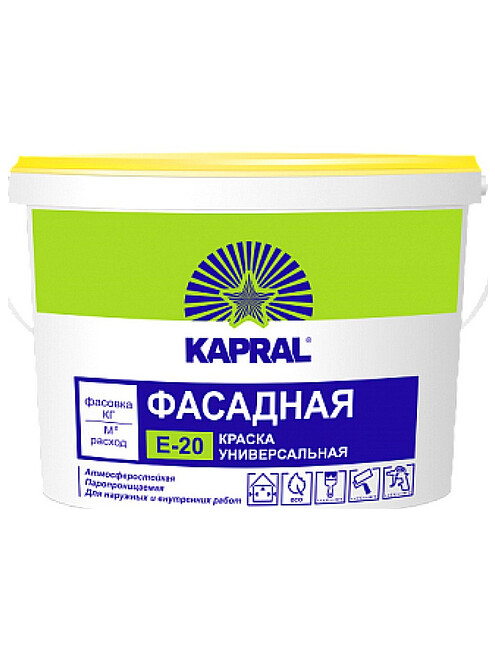 Краска Kapral Е-20 фасадная, 7,5кг 495x660 Краска Kapral Е-20 фасадная, 7,5кг 495x660 в Материке