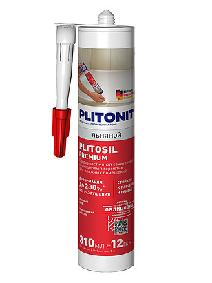 Герметик PLITONIT PlitoSil Premium силиконовый льняной, 310мл 238x286 в Материке