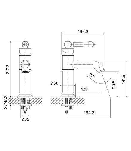 Смеситель OXFORD OXFSB00i01 (для умывальника) 438x503 в Материке - Вариант 3