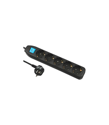 Удлинитель ELECTRALINE 5роз. 5м с/з выкл. черный 3х1 62269 438x503 в Материке