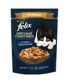 Корм для взрослых кошек FELIX Мясные ломтики, с курицей в соусе (75г) 238x286 в Материке