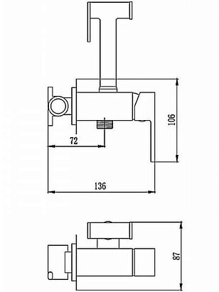 Смеситель HAIBA HB5511-7 (для биде) черный, настенный с душ.комплектом 238x286 в Материке - Вариант 2