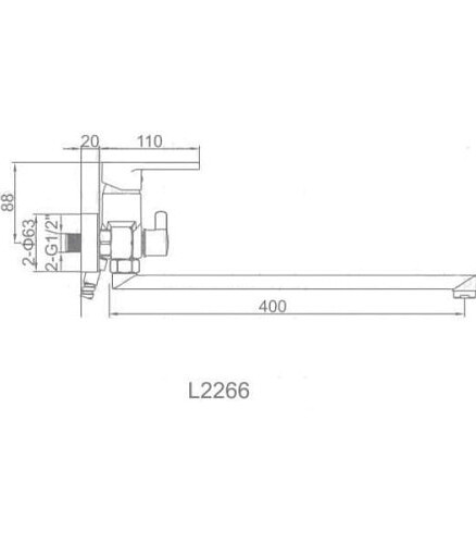 Смеситель L2266 (для ванны, длинный излив) 438x503 в Материке - Вариант 2