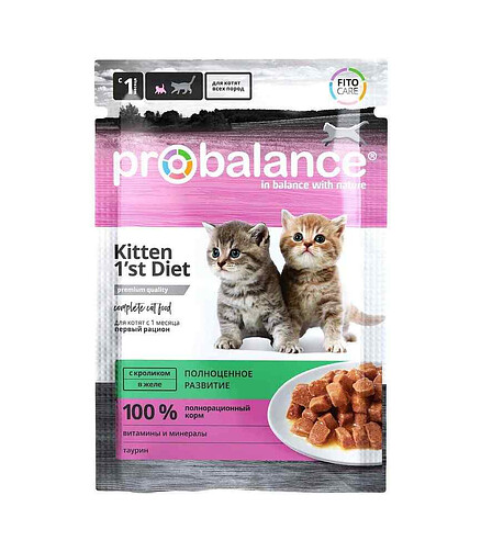 Корм для котят ProBalance Kitten 1"st Diet кролик, желе (85г) 438x503 в Материке