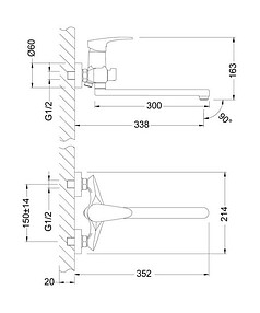 Смеситель LINARA LM0451C (для ванны, длинный излив)