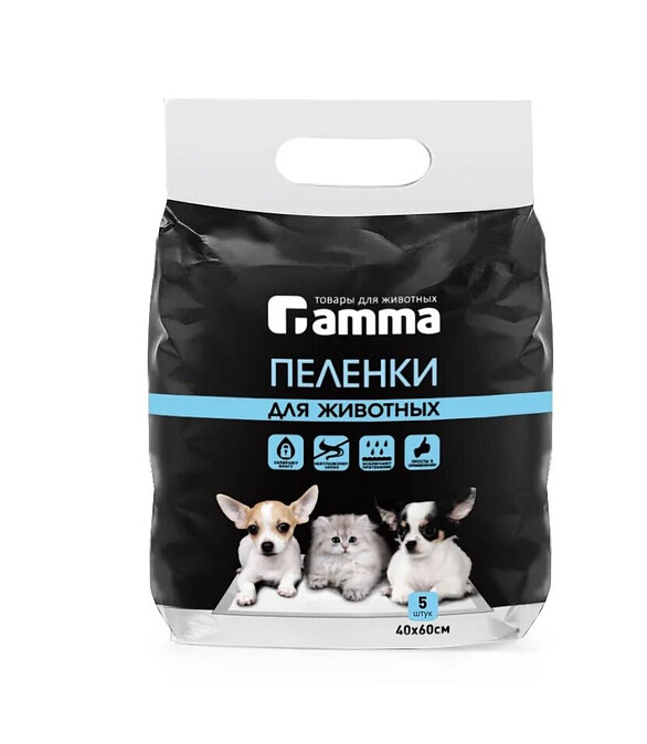 Пеленки для животных, 400*600мм (уп=5шт) 586x674 Пеленки для животных, 400*600мм (уп=5шт) 586x674 в Материке