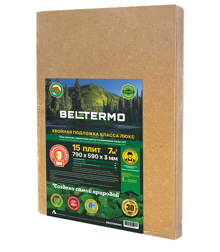 Подложка д/пола BELTERMO_UnderFloorLite 0.59*0.79м*3мм (1уп=15шт=6,9915м2) 438x503 в Материке