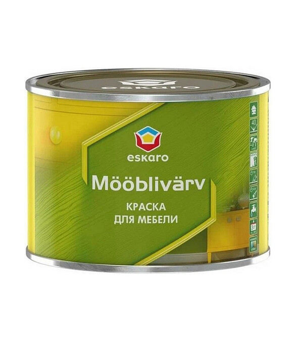 Краска Eskaro Mooblivarv акриловая для мебели полумат., 0,45л 586x674 в Материке