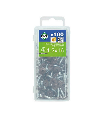 Саморез П/Ш, с ПрессШайбой, острый 4.2х16 RAL8017 (уп=100шт) 438x503 в Материке - Вариант 2