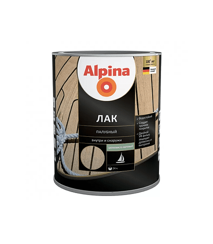 Лак Alpina алкидн.палубный шелковисто-матовый, 2,5л 438x503 в Материке