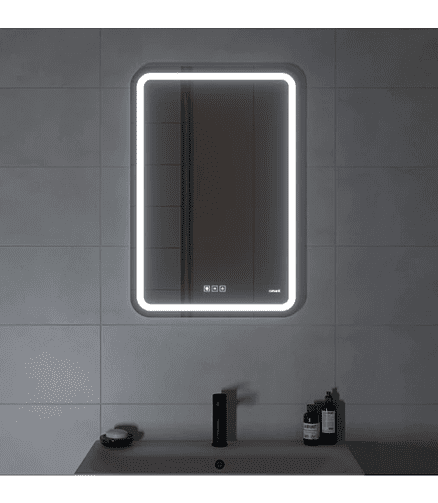 Зеркало LED 051 DESIGN PRO 550x800мм: LED-подсветка, Bluetooth, антизапотеваниe 438x503 в Материке - Вариант 4
