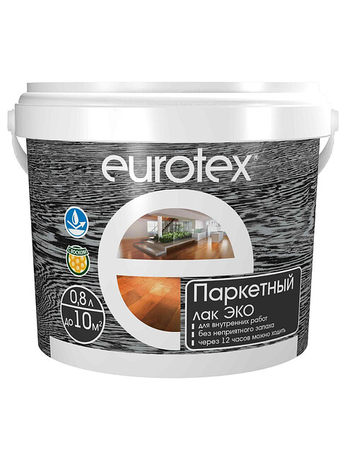 Лак Eurotex ЭКО паркетный полуматовый, 0,8л 495x660 Лак Eurotex ЭКО паркетный полуматовый, 0,8л 495x660 в Материке