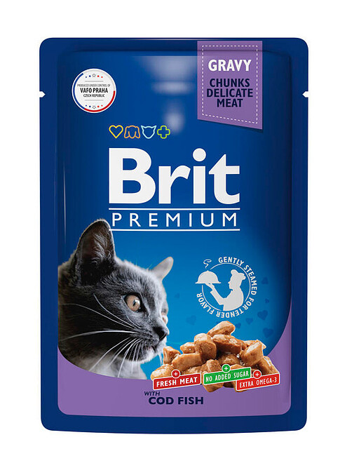 Корм для кошек Brit Premium треска, соус (85г) 495x660 Корм для кошек Brit Premium треска, соус (85г) 495x660 в Материке