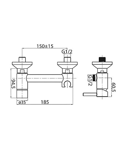 Смеситель GANZER GZ12202-C SET (для биде) с душ.комплектом, ЧЕРНЫЙ 438x503 в Материке - Вариант 4