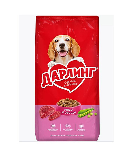Корм для собак ДАРЛИНГ мясо, овощи (15кг) 438x503 в Материке
