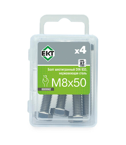 Болт 6-гранный M8х50, DIN933, НЕРЖ. СТАЛЬ, ЕКТ (уп=4шт) 438x503 в Материке