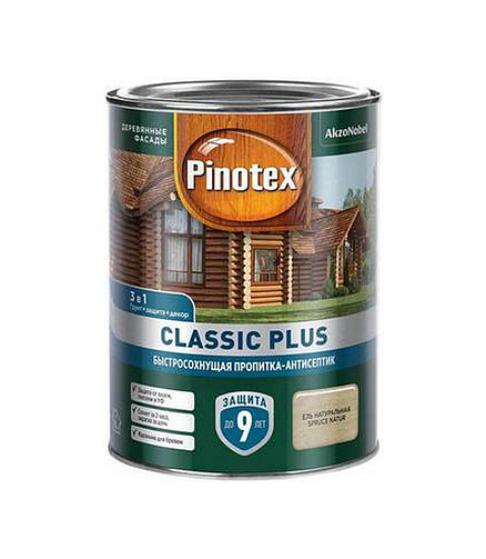 Пропитка-антисептик Pinotex Classic Plus 3 в 1 Ель натуральная, 0,9л 438x503 в Материке
