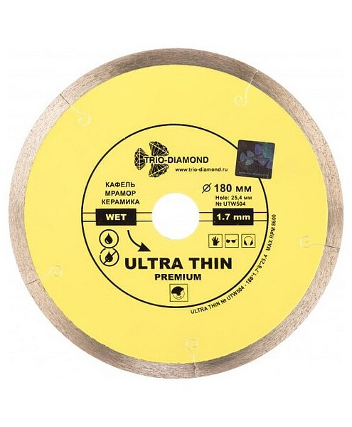 Диск алмазный TRIO-DIAMOND Ultra Thin сплошной 180х1.7х25.4мм 495x660 Диск алмазный TRIO-DIAMOND Ultra Thin сплошной 180х1.7х25.4мм 495x660 в Материке