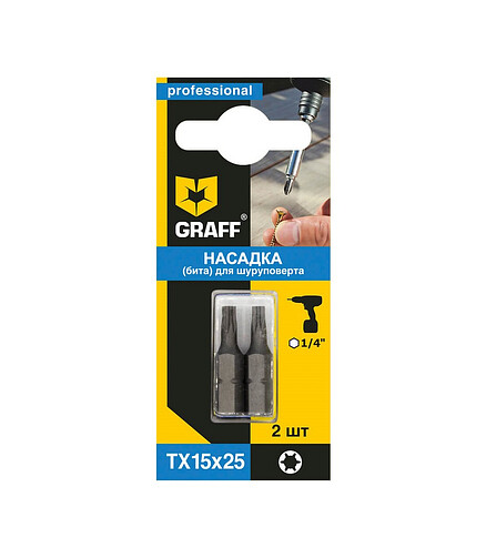 Бита GRAFF T15 25мм 2шт/уп. 438x503 в Материке