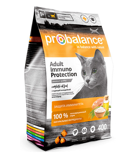 Корм для кошек ProBalance Adult Immuno Protection курица, индейка (0,4кг) 438x503 в Материке