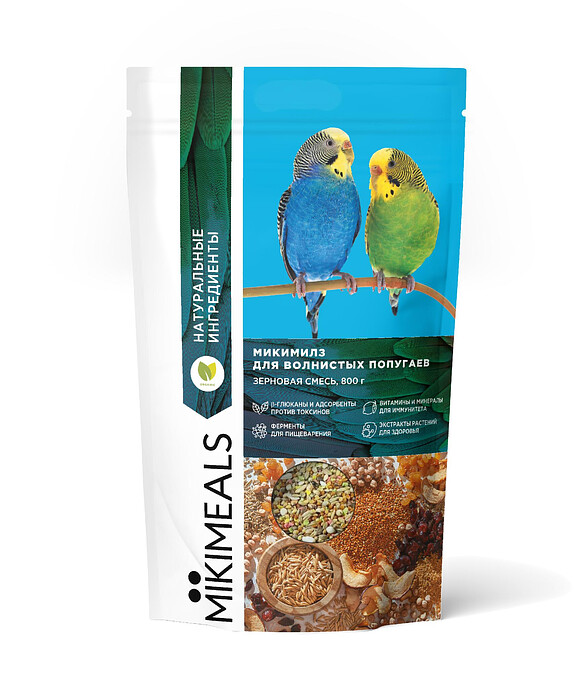Корм для волнистых попугаев MIKIMEALS (800г) 586x674 Корм для волнистых попугаев MIKIMEALS (800г) 586x674 в Материке