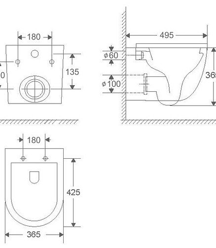 Унитаз WARTA подвесной безободковый с сиденьем DUROPLAST Slim S-Close 438x503 в Материке - Вариант 2