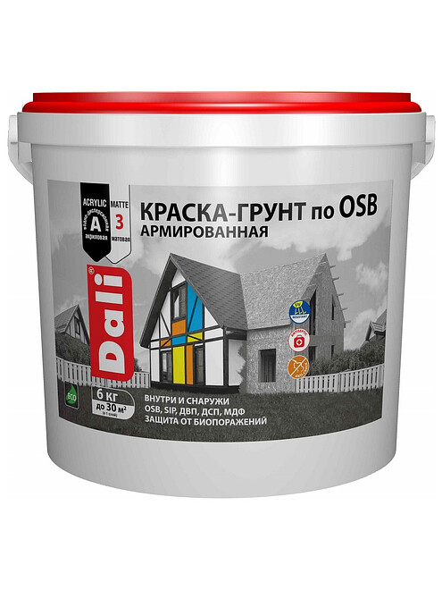 Краска-грунт DALI по OSB армированная, 6кг 495x660 Краска-грунт DALI по OSB армированная, 6кг 495x660 в Материке