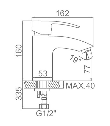 Смеситель W10243 (для умывальника), ЦИНК 438x503 в Материке - Вариант 2