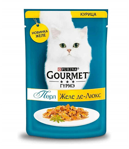Корм для кошек Gourmet Perle Желе де-Люкс, курица, желе (75г) 438x503 в Материке