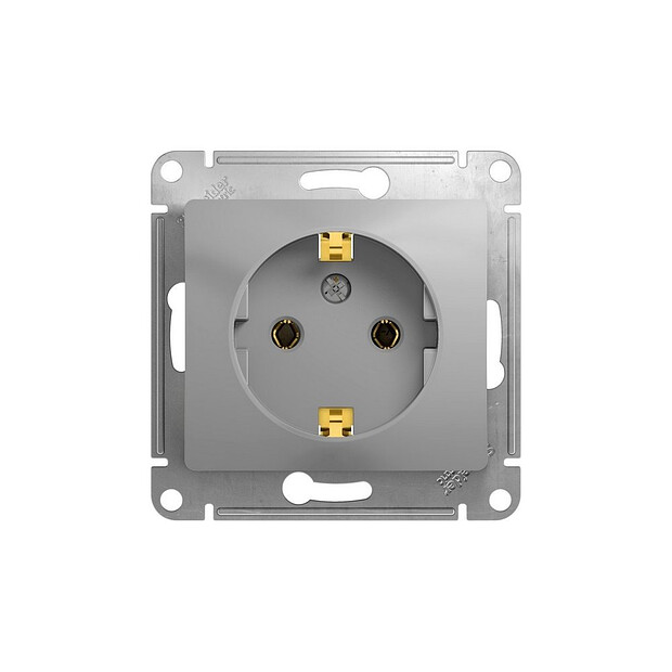 Розетка SE GLOSSA GSL000343 1мест. с/з алюм.